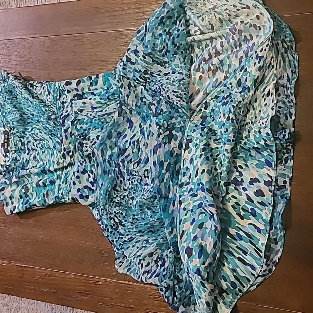 White House Black Market Elegant Blue Patterned Dress - Size 00 - Picture 11 of 11